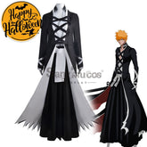 【In Stock】Anime Bleach Cosplay Kurosaki Ichigo Black Robe Costume Costumes